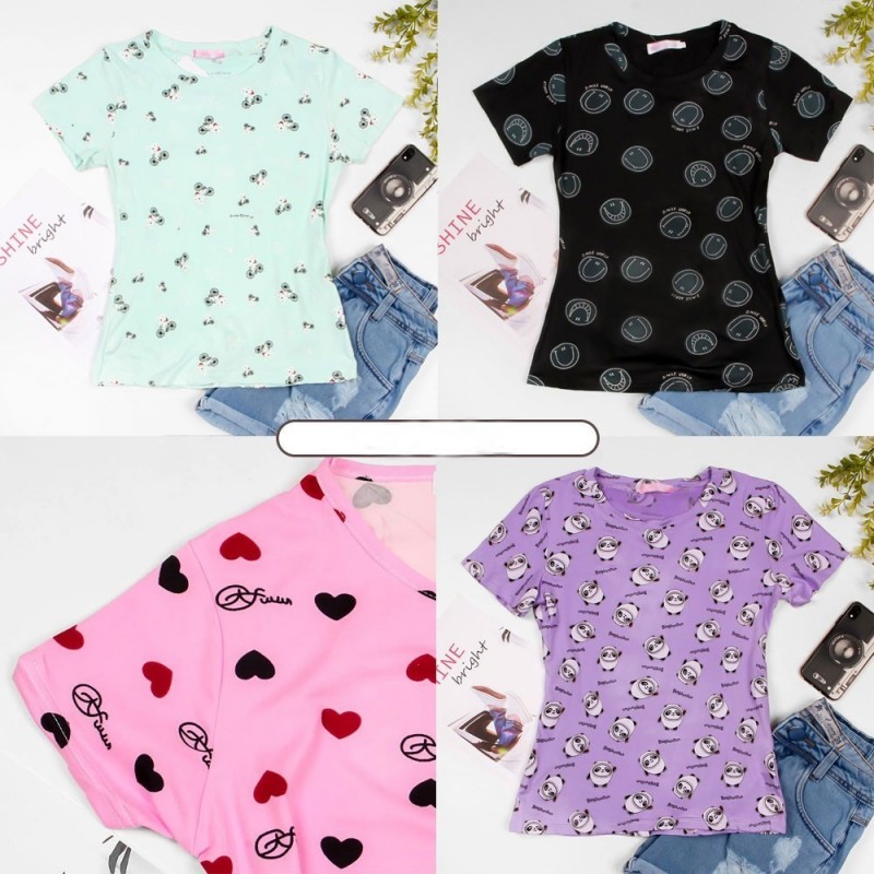 Blusas Camiseta T-Shirt Manga Curta Feminina Estampada