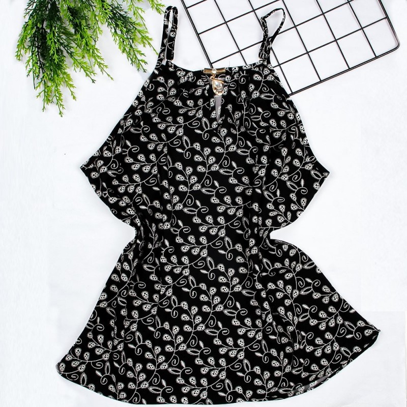 Blusa Regata Feminina Tecido Crepe Alça Fina Com Pingente - Feira Da Madrugada SP