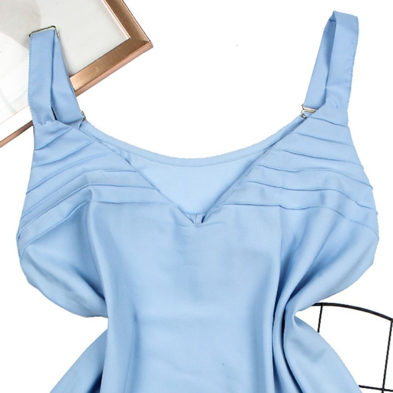 Blusa Regata Social Feminina Detalhada Com Alça Larga - Feira Da Madrugada SP