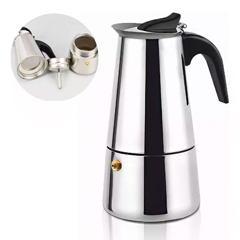 Cafeteira Italiana 350ml De Inox Serve Até 6 Xícaras - Feira Da Madrugada SP