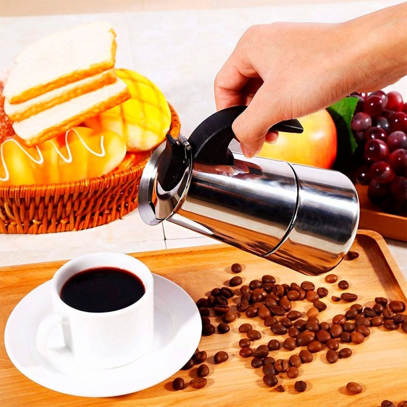 Cafeteira Italiana 350ml De Inox Serve Até 6 Xícaras - Feira Da Madrugada SP