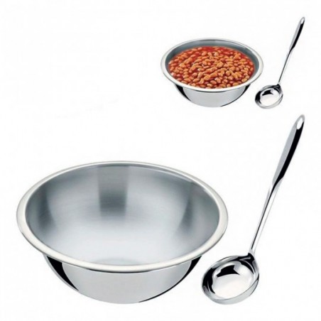 Conjunto Para Feijão 2 Peças Tigela E Concha Inox - Feira Da Madrugada SP