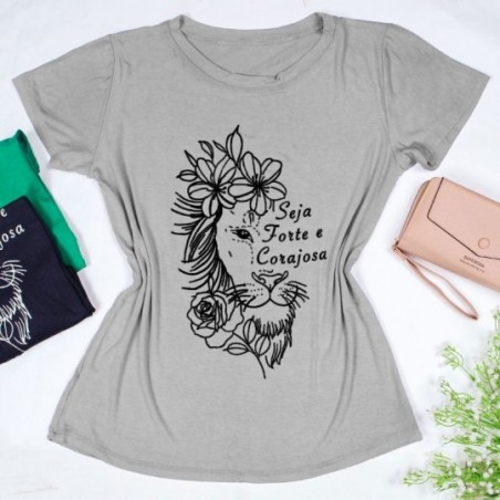 Blusa T-Shirt Feminina Estampa Floral Com Frase Gola Canoa - Feira Da Madrugada SP