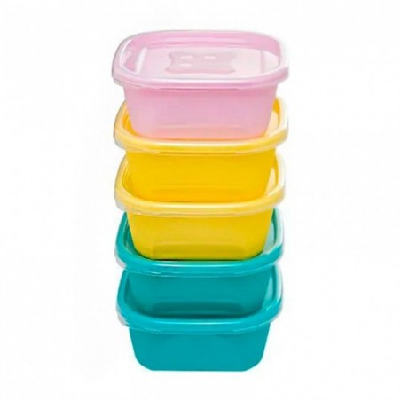 Conjunto De Potes Organizadores Kit 5 Peças 690ml Coloridos