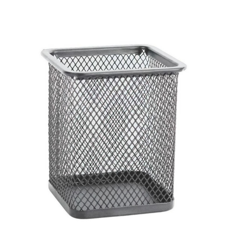 Porta Caneta Organizador Quadrado De Mesa Aramado Preto - Feira Da Madruagda SP