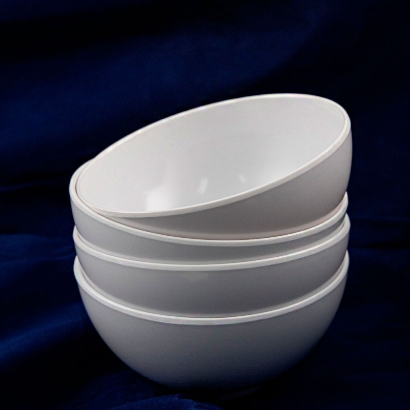 Conjunto De 4 Tigelas Brancas De Plástico 480ml