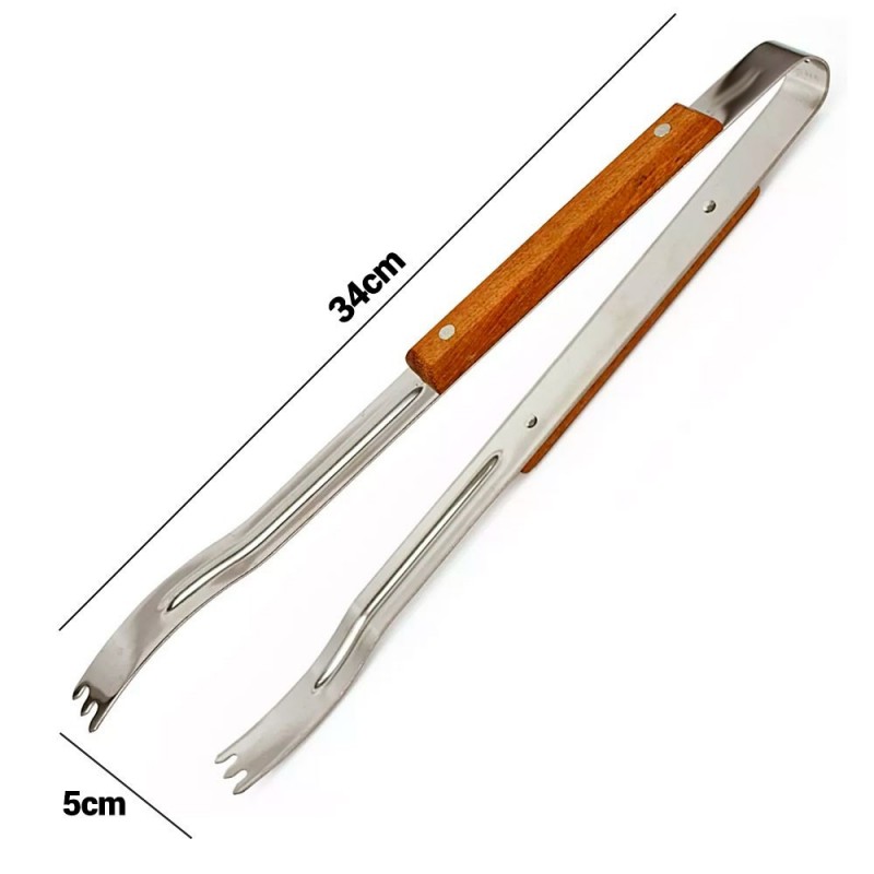 Pegador De Inox Cabo De Madeira 6,5" Para Churrasco