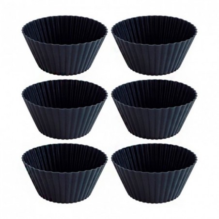 Conjunto 6 Peças Forma Para Cupcake De Silicone Preta