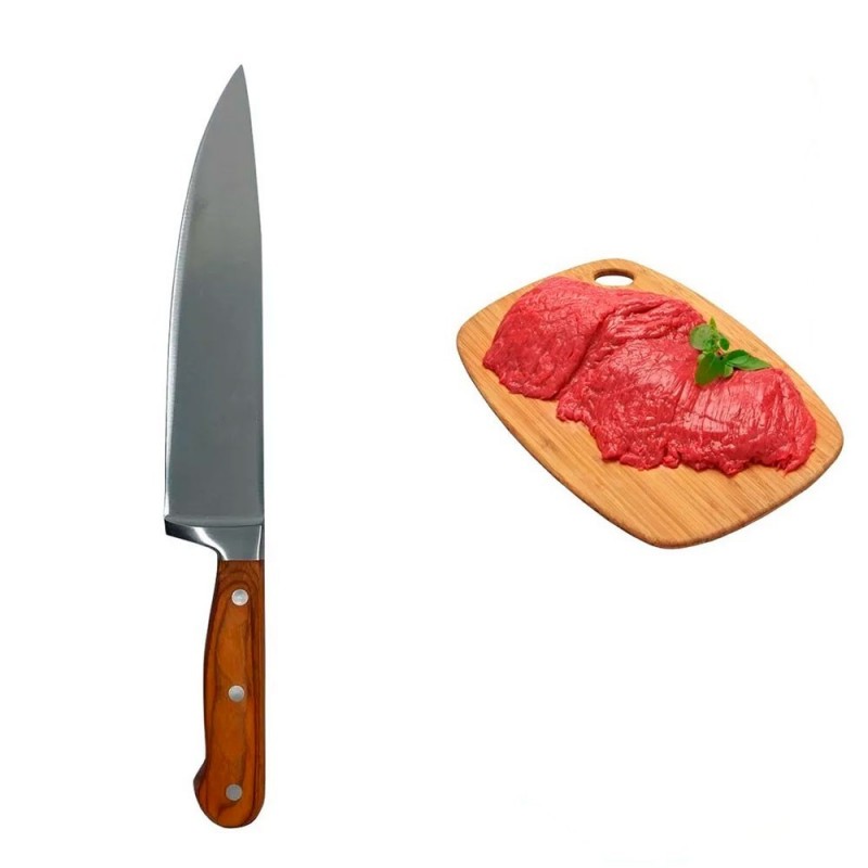 Faca 8" Para Churrasco Cabo De Madeira