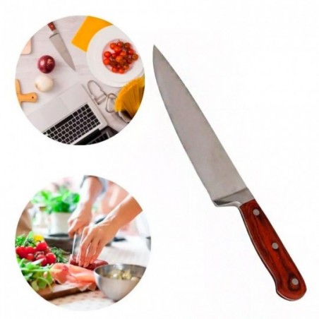 Faca 8" Para Churrasco Cabo De Madeira