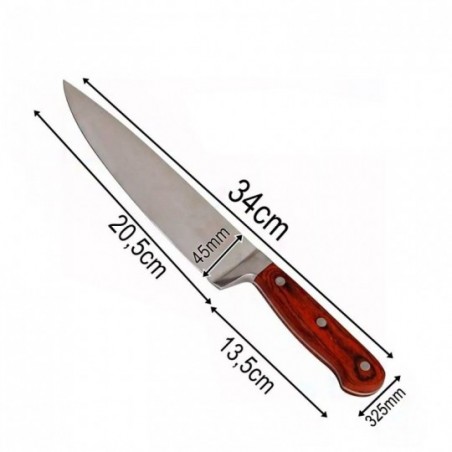 Faca 8" Para Churrasco Cabo De Madeira