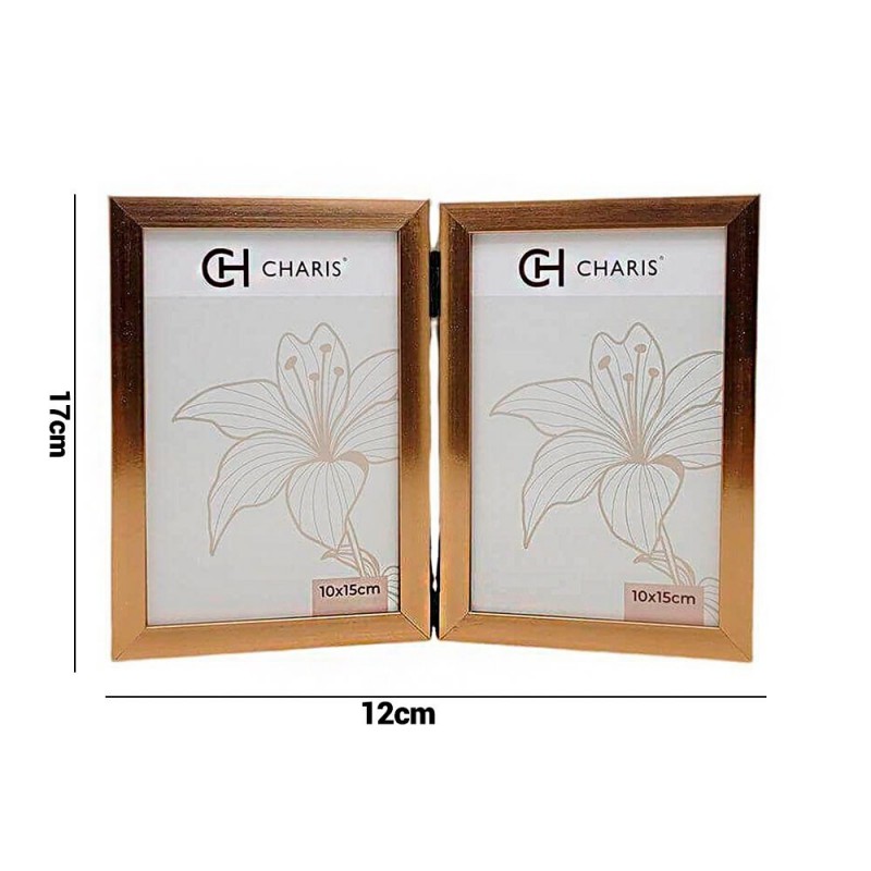 Porta Retrato Duplo Classic Rose Gold Foto 10 x 15cm
