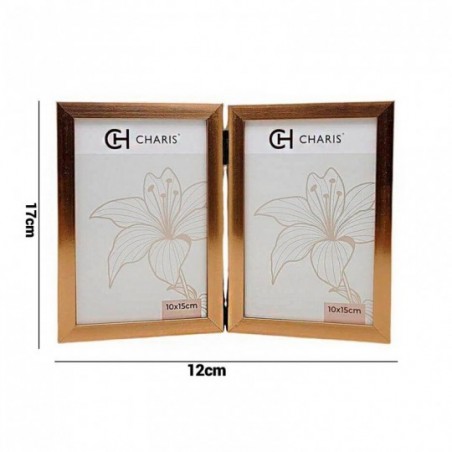 Porta Retrato Duplo Classic Rose Gold Foto 10 x 15cm