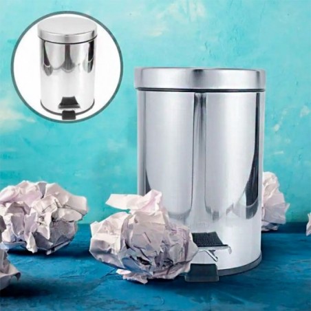 Lixeira Média Em Inox 4,5L Com Balde Removível E Pedal