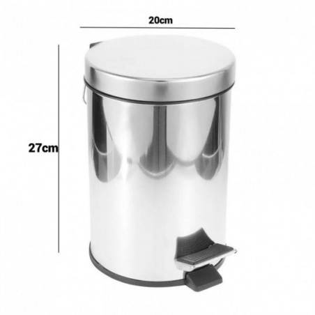 Lixeira Média Em Inox 4,5L Com Balde Removível E Pedal