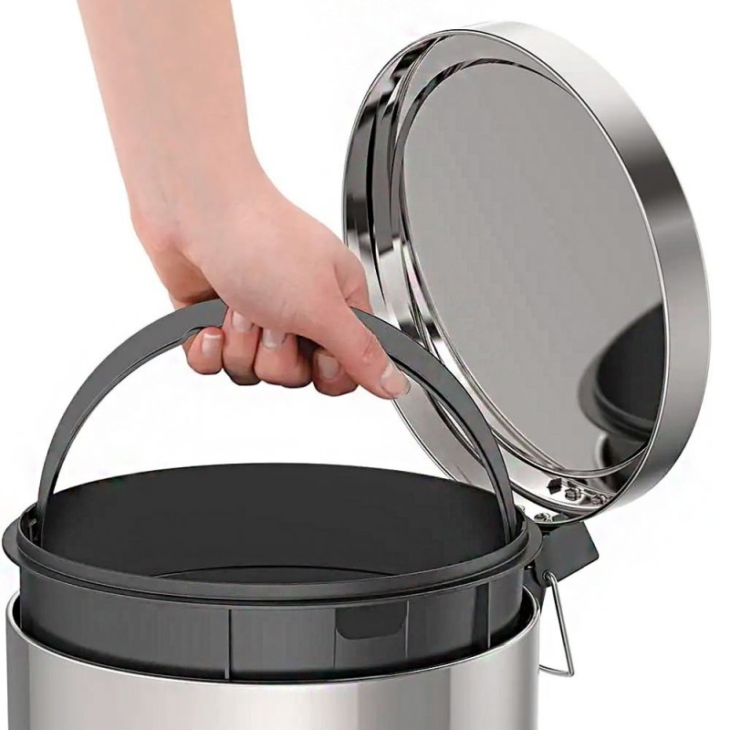 Lixeira Inox Grande 11L Com Pedal E Balde Interno Removível
