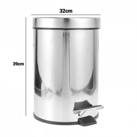 Lixeira Inox Grande 11L Com Pedal E Balde Interno Removível
