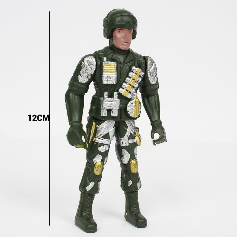 Boneco Soldado Militar Com Arma Acessórios Brinquedo Infantil