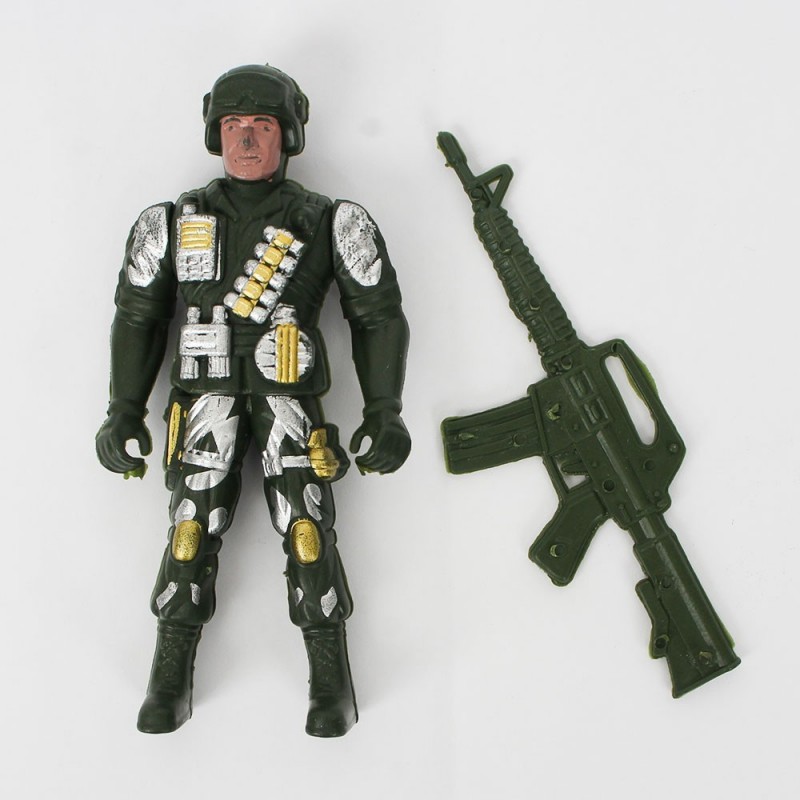 Boneco Soldado Militar Com Arma Acessórios Brinquedo Infantil