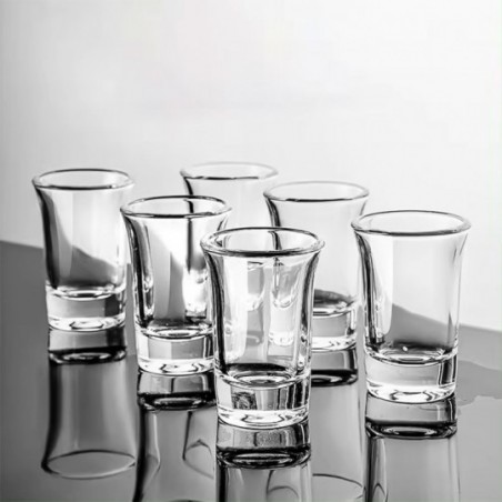 Jogo De Shot 6 Copos De Vidro Transparente 38ML Para Dose
