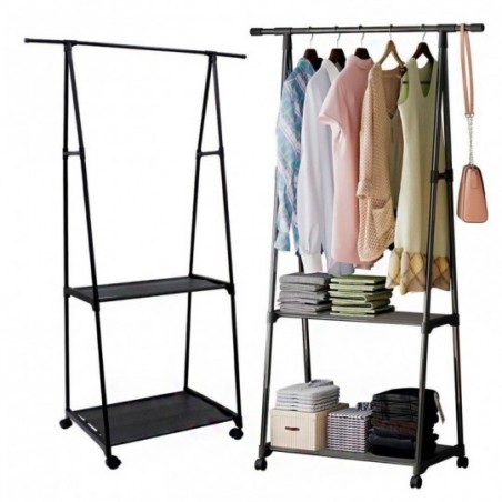 Arara Organizadora De Metal 150Cm Com 2 Prateleiras