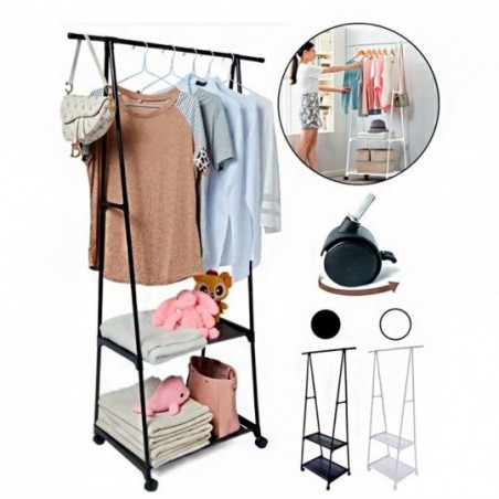 Arara Organizadora De Metal 150Cm Com 2 Prateleiras