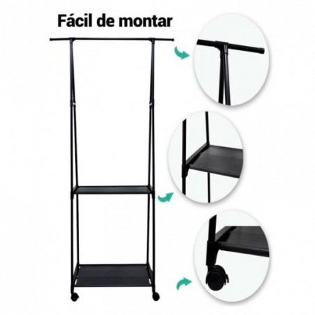 Arara Organizadora De Metal 150Cm Com 2 Prateleiras