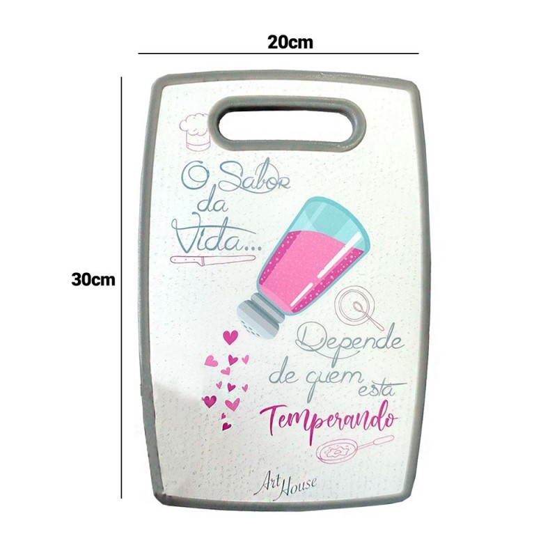 Tabua Para Corte 30x20Cm De Plástico Decorada Com Alça