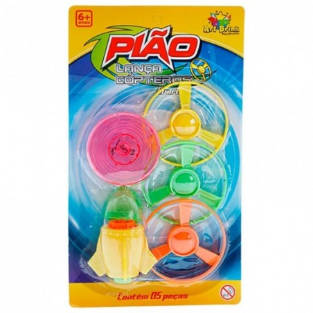Pião Com Luz Lança Cópteros Brinquedo infantil Colorido