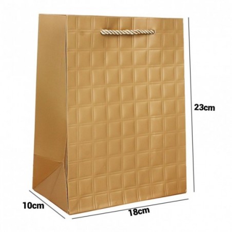Sacola P/ Presente De Papel Texturizada Dourado 18cm x 23cm