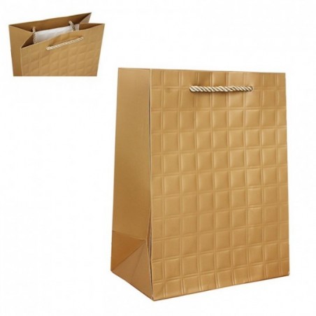 Sacola P/ Presente De Papel Texturizada Dourado 18cm x 23cm