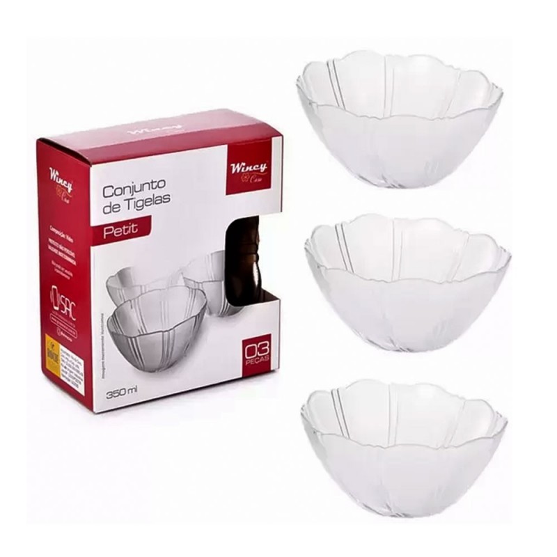 Conjunto De Tigelas Petit 350ml Para Sobremesa 3 Peças