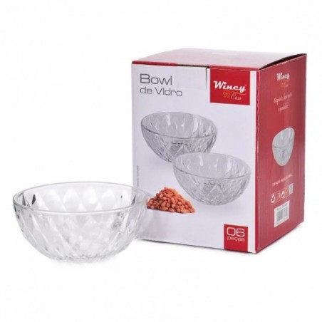 Conjunto De Tigelas De Vidro Bowl Diamante 6 Peças
