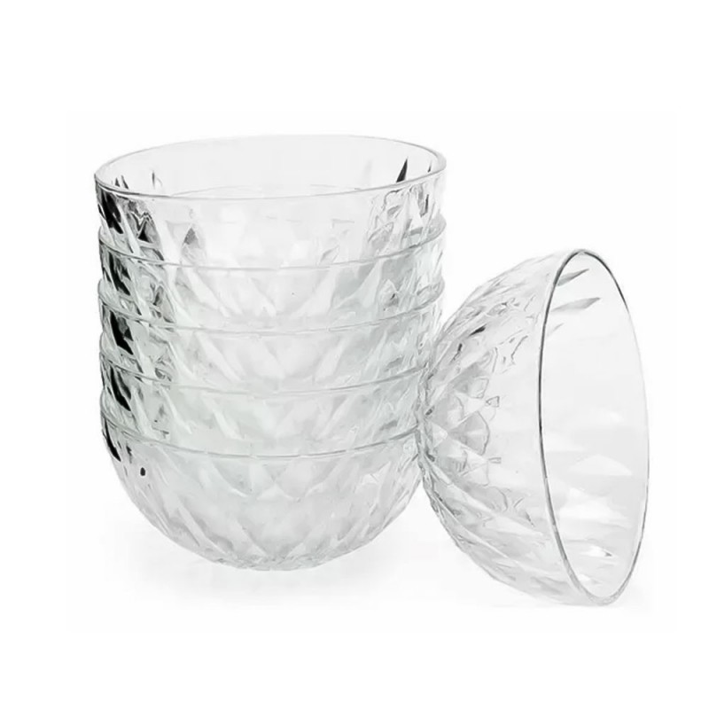 Conjunto De Tigelas De Vidro Bowl Diamante 6 Peças