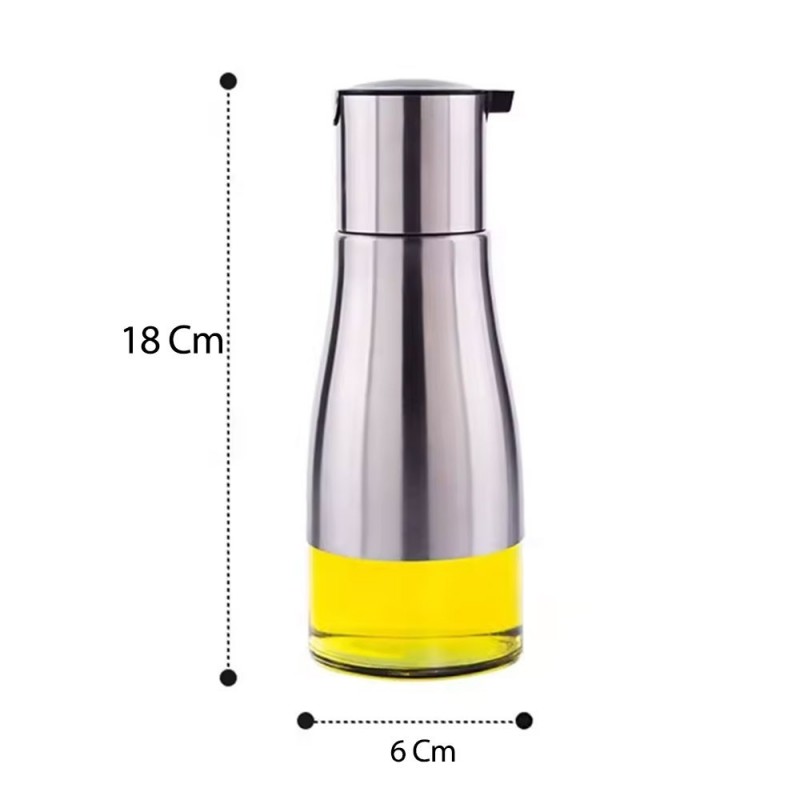 Galheteiro Sleek De Vidro E Inox 320ml Porta Azeite E Oléo