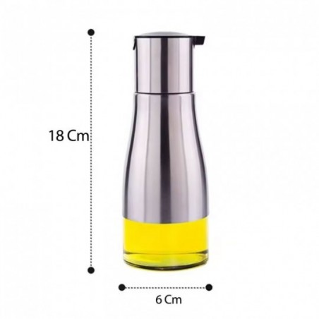 Galheteiro Sleek De Vidro E Inox 320ml Porta Azeite E Oléo