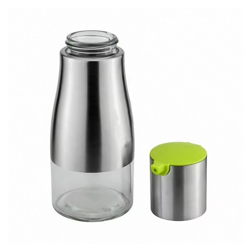 Galheteiro Sleek De Vidro E Inox 320ml Porta Azeite E Oléo
