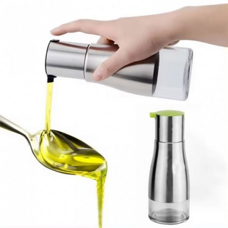 Galheteiro Sleek De Vidro E Inox 320ml Porta Azeite E Oléo