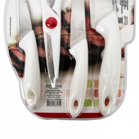 Conjunto De Facas P/ Cozinha Com Tesoura 4 Peças Em Inox