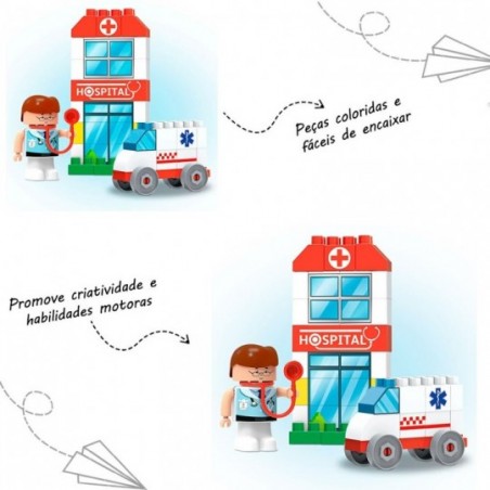 Blocos De Montar City Hospital 40 Peças Brinquedo Infantil