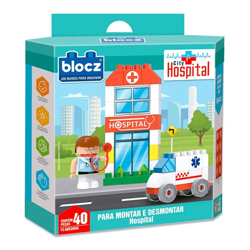 Blocos De Montar City Hospital 40 Peças Brinquedo Infantil