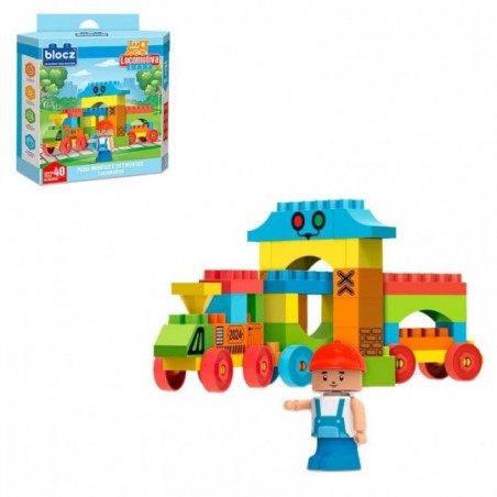 Blocos De Montar Locomotiva City  40 peças Brinquedo Infantil