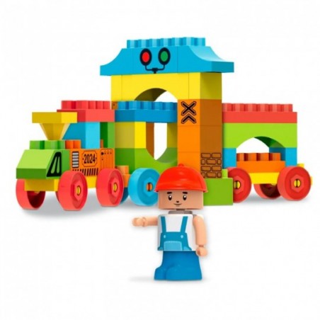 Blocos De Montar Locomotiva City  40 peças Brinquedo Infantil