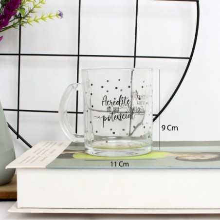 Caneca De Vidro Coffe Time Com Frase 320ml