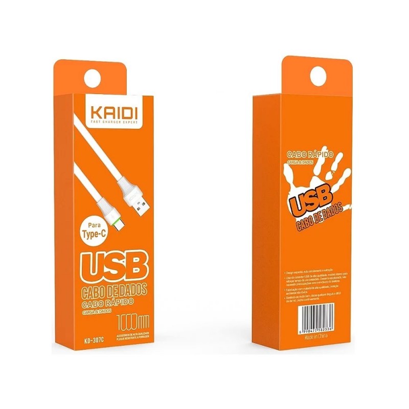 Cabo Usb Tipo-C De 1 Metro Caregamento Rapido Kaidi