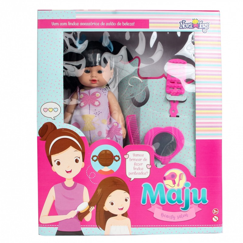Boneca Maju Beauty Salon Cabelo Preto Brinquedo Infantil