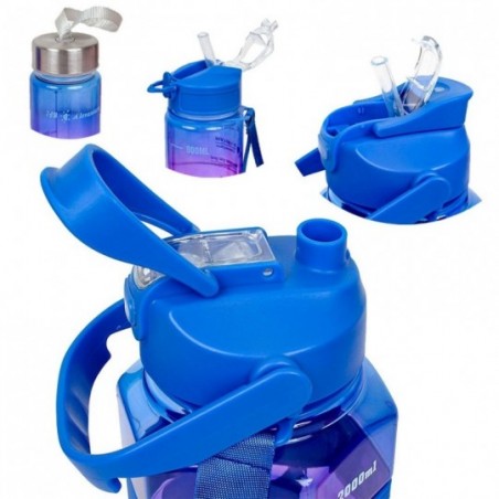 Kit 3 Garrafas Sports Coloridas De 300Ml A 2L Com Cordão - Feira Da Madrugada SP