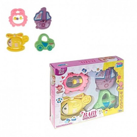 Kit Baby Chocalho Colorido 4 peças Brinquedo Infantil