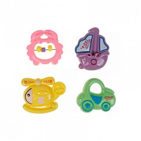 Kit Baby Chocalho Colorido 4 peças Brinquedo Infantil