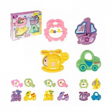 Kit Baby Chocalho Colorido 4 peças Brinquedo Infantil